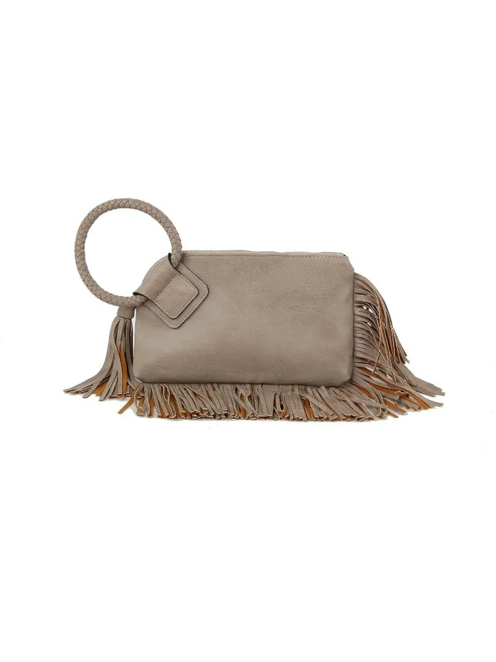Women Fringe Stone Leather Formal Purse Wristlet Wallet Casual Evening Handbag